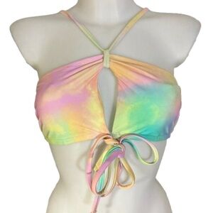 Cupshe Crossover Halter Neck Pastel Tie Dye Bikini Top NWOT Size M